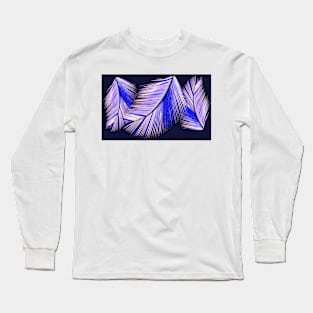 Blue palms on dark blue background Long Sleeve T-Shirt